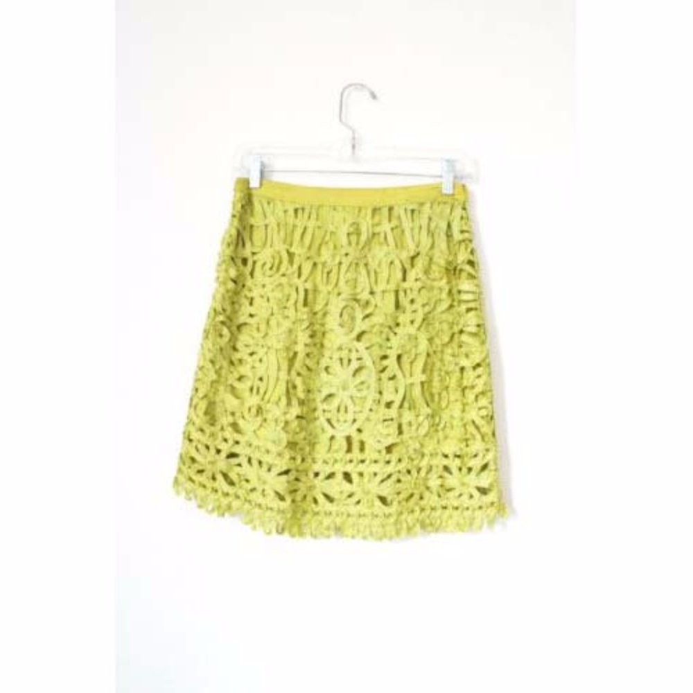 Forever 21 Green Ribbon Lace Midi Skirt Size M